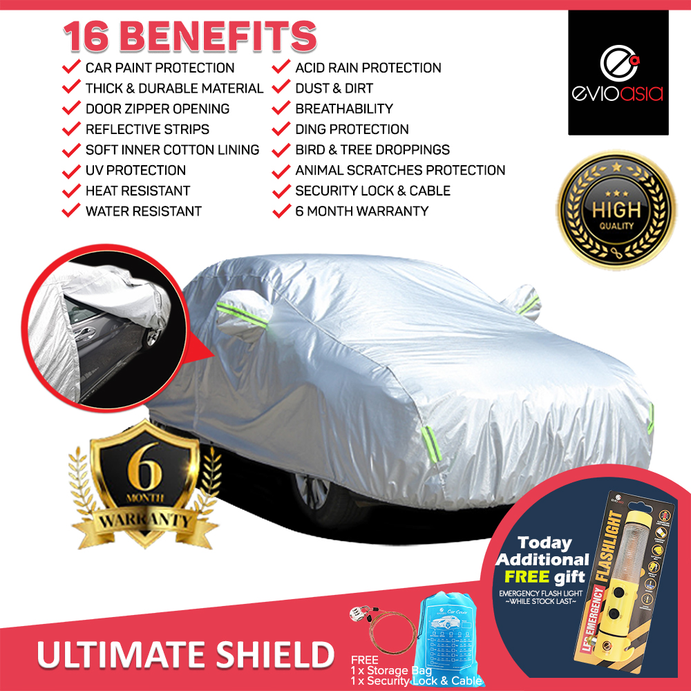 Premium Full Reflective Car Cover With Zipper Door Design UV Heat Rain