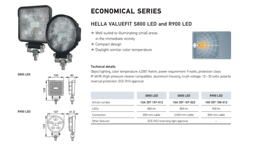HELLA Valuefit R900 LED Work Light - 1G0 357 108 012 - auto2u