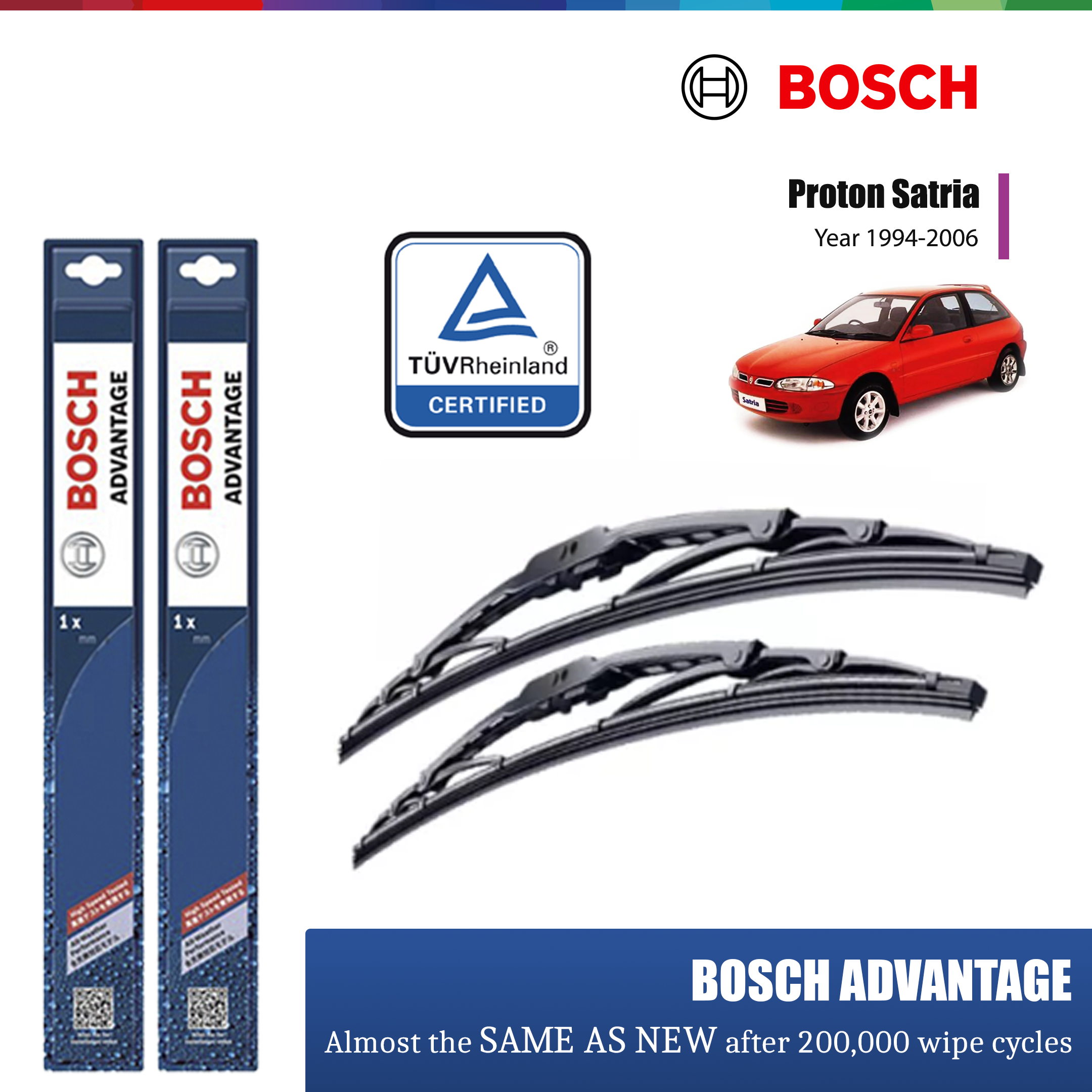 Proton Satria Year 1994-2006 Bosch Windshield Wiper Set (20/17'') - auto2u