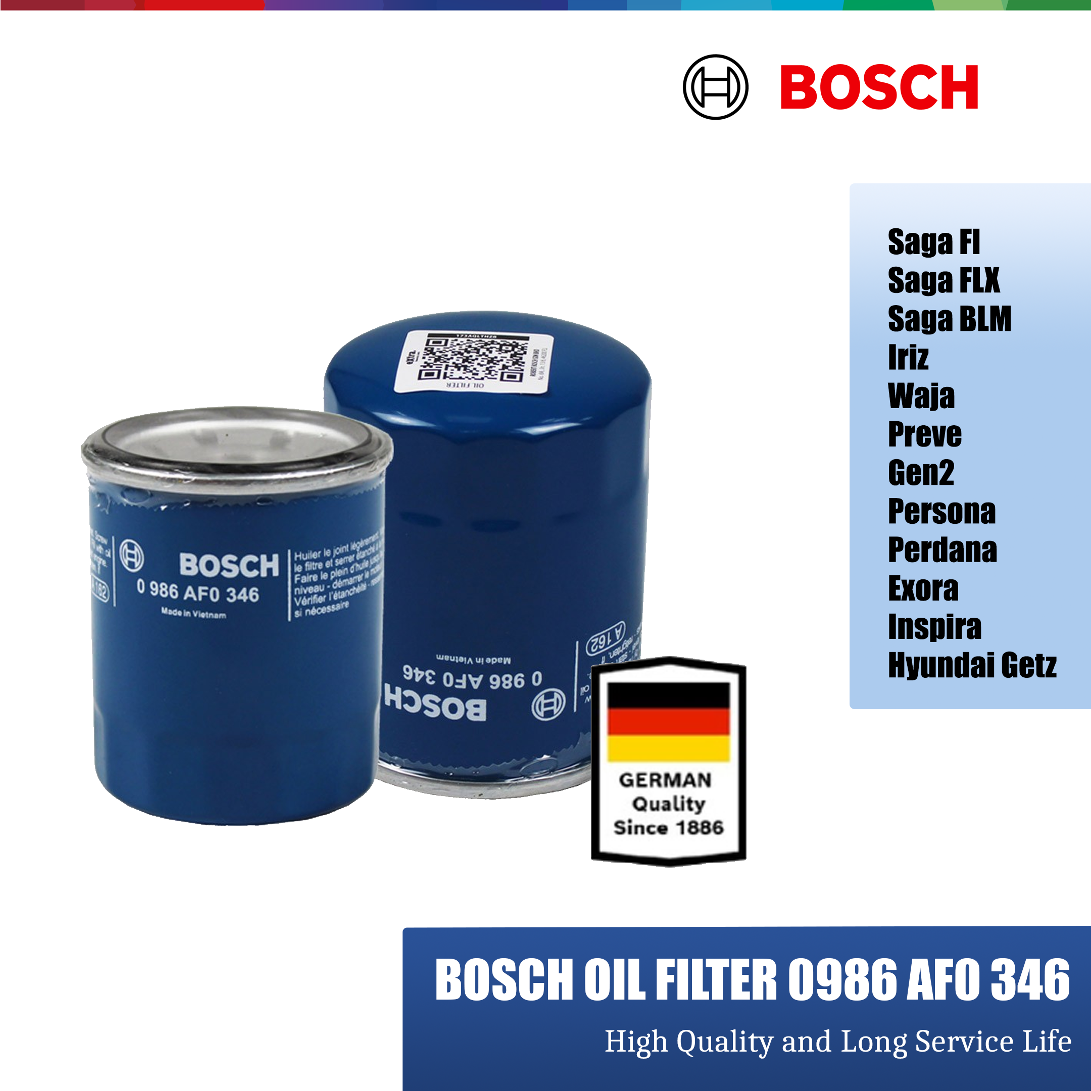 Bosch Oil Filter 0986AF0346 for Proton Wira / Satria / Waja