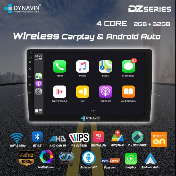 Dynavin DZ2 Series 2GB(RAM) + 32GB(ROM) 9"/10" Android Player with Apple Carplay Android auto ips screen ahd camera